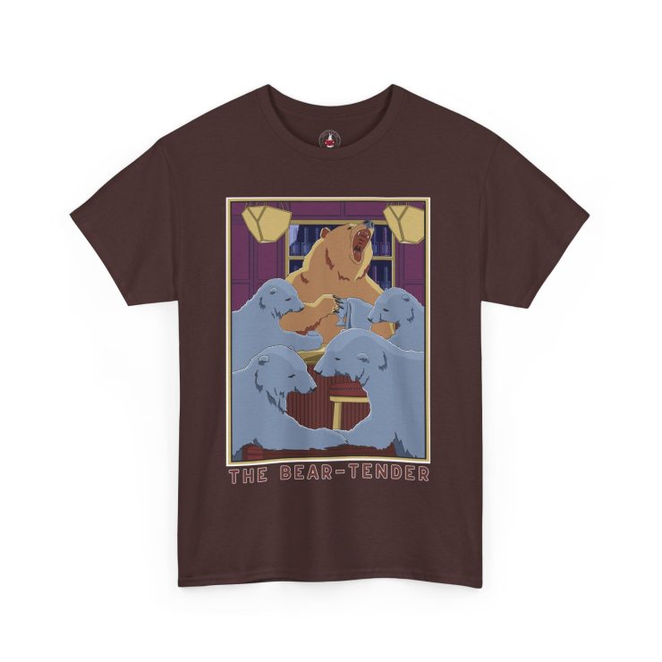 Funny Unisex Heavy Cotton Tee, The Bear-Tender Graphic Shirt, Gift for Bartender or Dad
